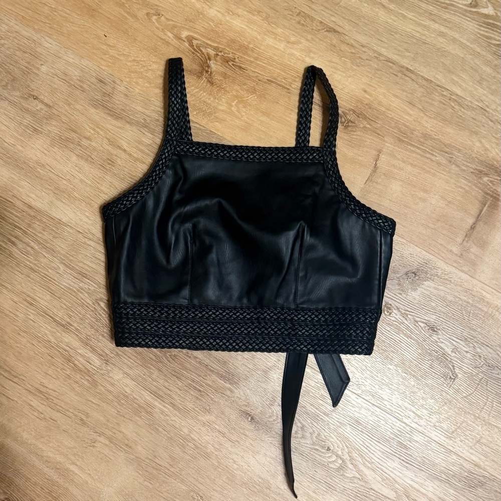 Pilcro Pleather Cropped Top